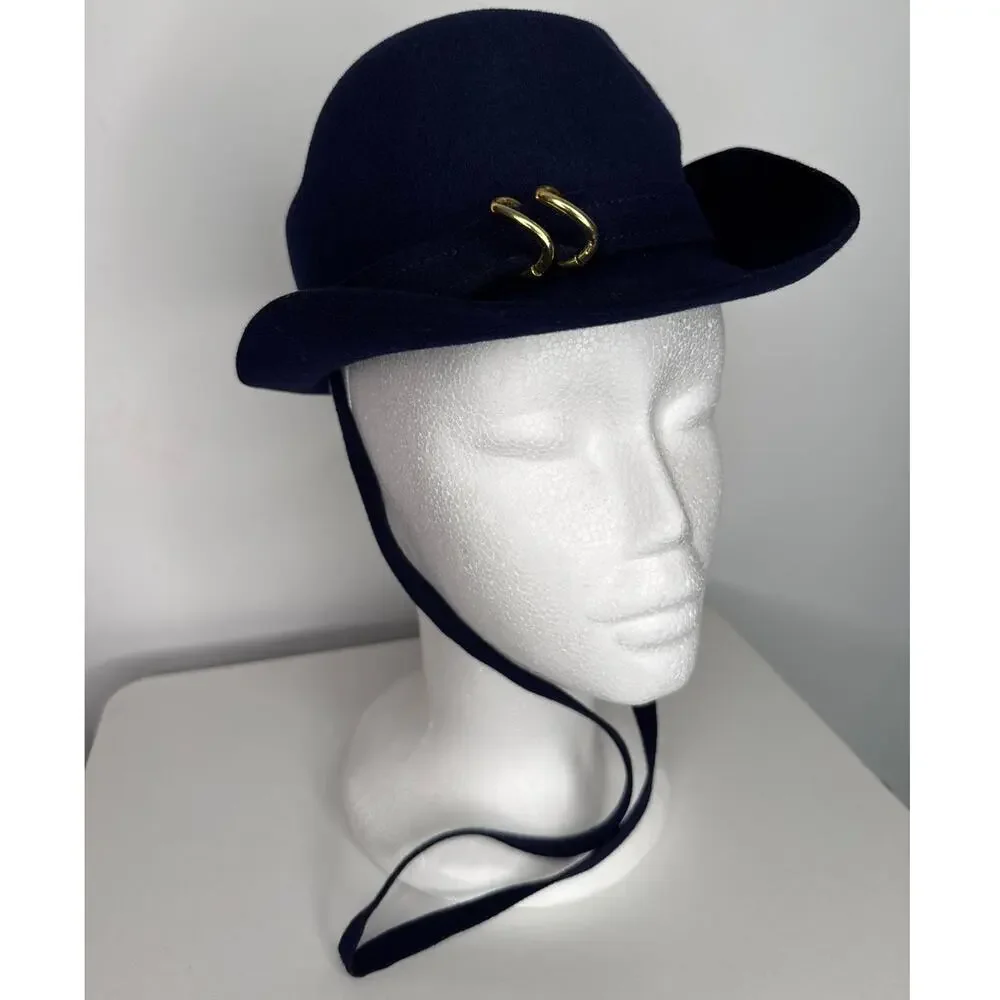 Vintage 1930s–1940s Glenover Henry Pollak NY Navy Wool Cloche Hat youth / XS